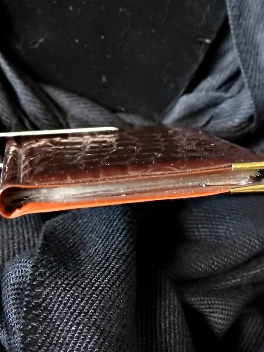 Vintage Buxton Crocodile-pattern Leather Business Card Holder